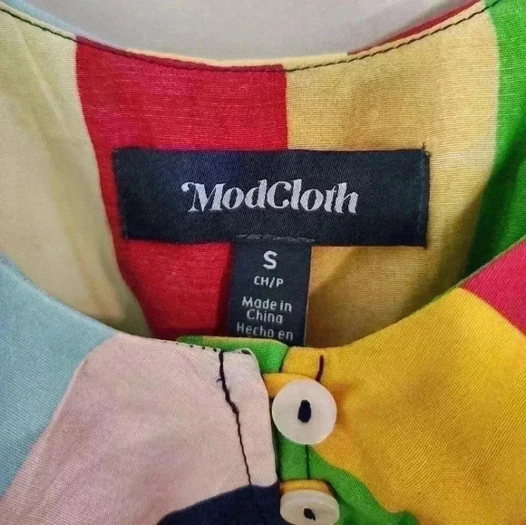 ModCloth Basically Breezy Sundress Womens Sz Small Rainbow Stripe Sleeveless NWT - Picture 3 of 5